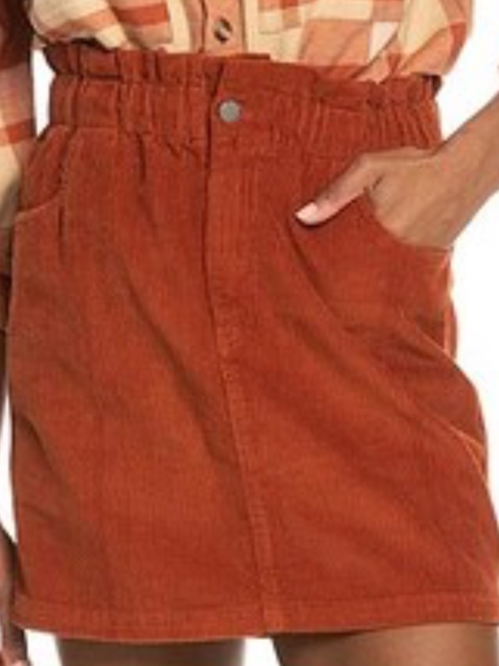 Roxy Silent Days Corduroy Mini Skirt, Color Baked Clay, Size Small, NWT